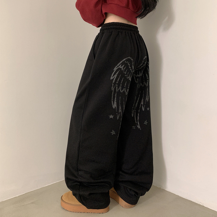 엔디 벌룬핏 엔젤 기모 와이드 트레이닝 팬츠  블랙