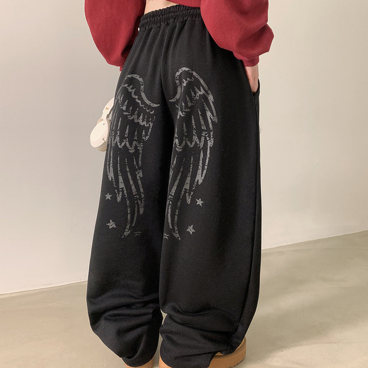 엔디 벌룬핏 엔젤 기모 와이드 트레이닝 팬츠  블랙