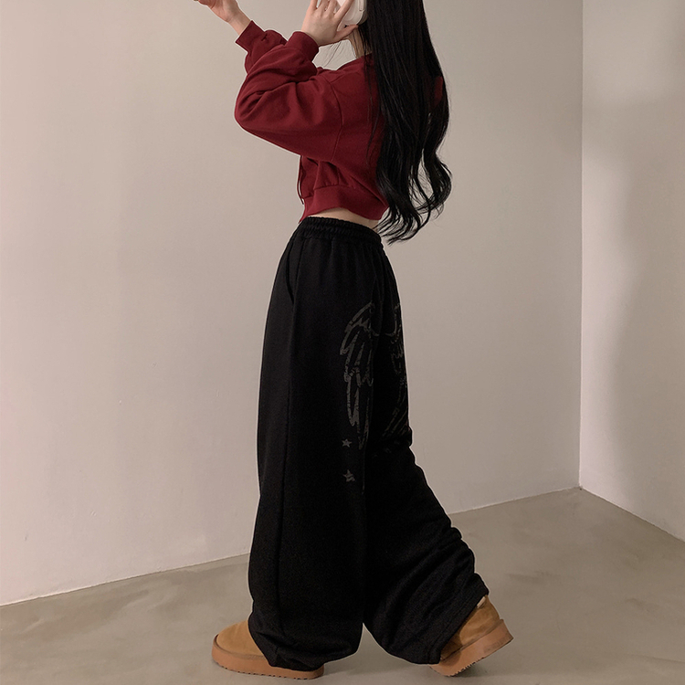 엔디 벌룬핏 엔젤 기모 와이드 트레이닝 팬츠  블랙