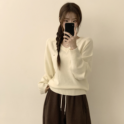 ラグランVネックワッペンニット(6color) IVORY