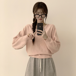 ラグランVネックワッペンニット(6color) PINK