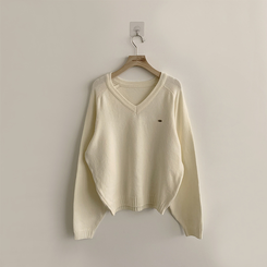 ラグランVネックワッペンニット(6color)