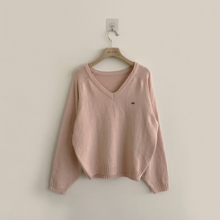 ラグランVネックワッペンニット(6color)