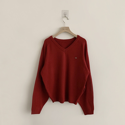 ラグランVネックワッペンニット(6color)