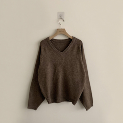 ラグランVネックワッペンニット(6color)