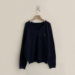 ラグランVネックワッペンニット(6color)