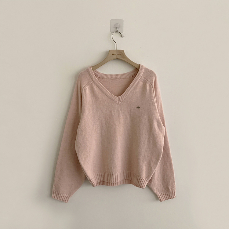 ラグランVネックワッペンニット(6color)