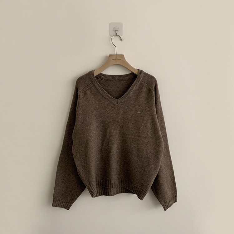 ラグランVネックワッペンニット(6color)