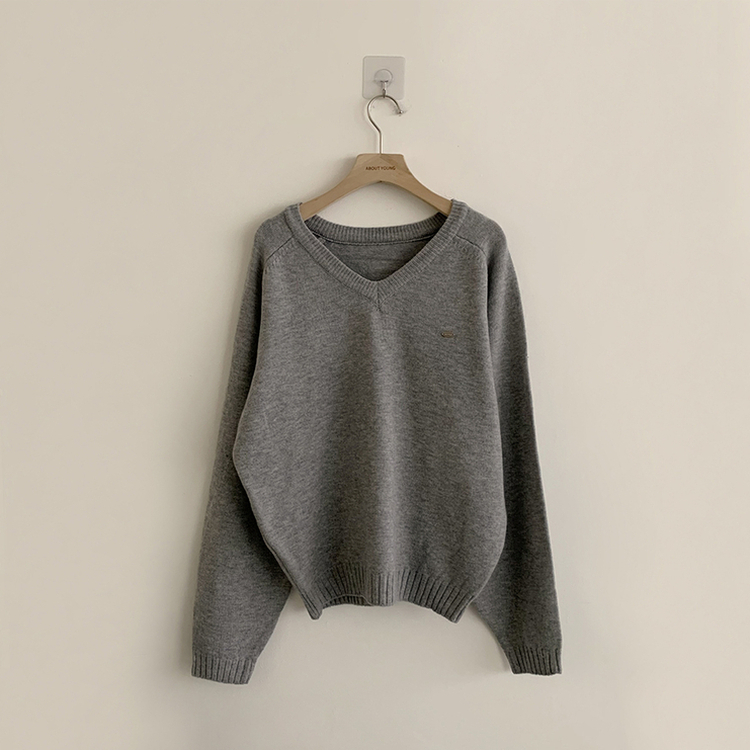 ラグランVネックワッペンニット(6color)