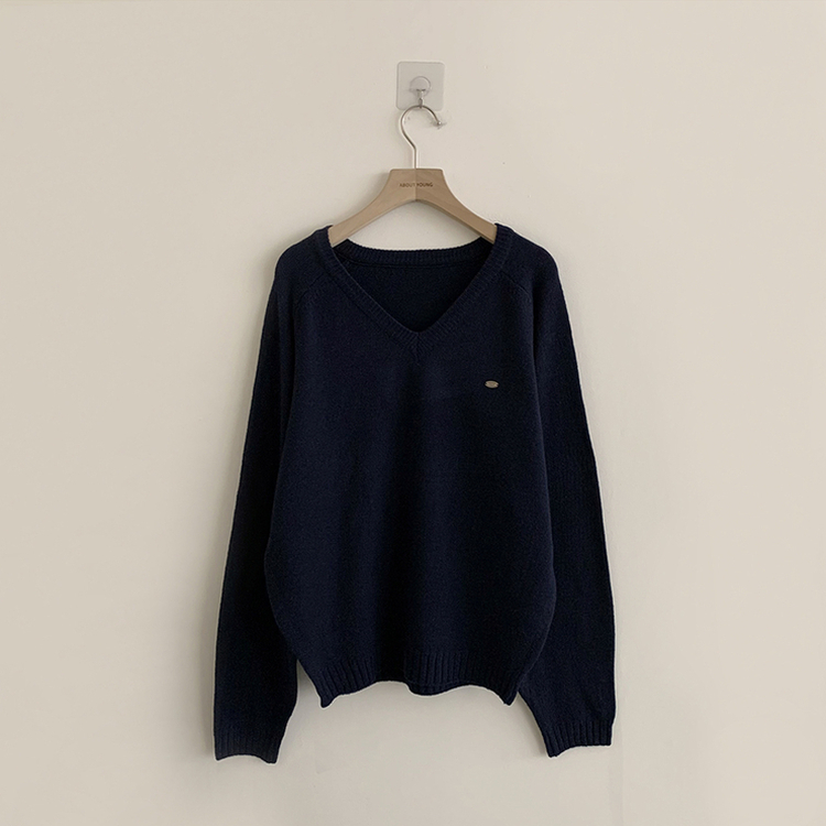 ラグランVネックワッペンニット(6color)