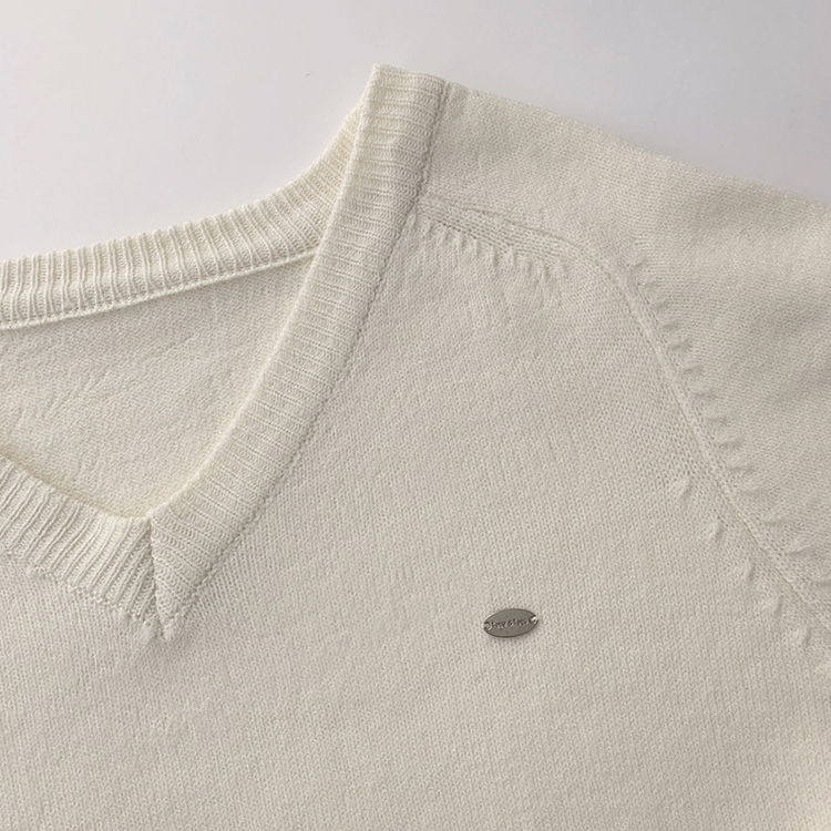 ラグランVネックワッペンニット(6color)