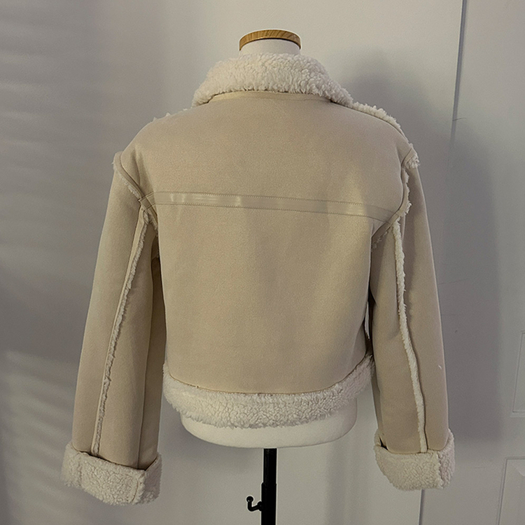 디얼 버클 스웨이드 양털 크롭 무스탕