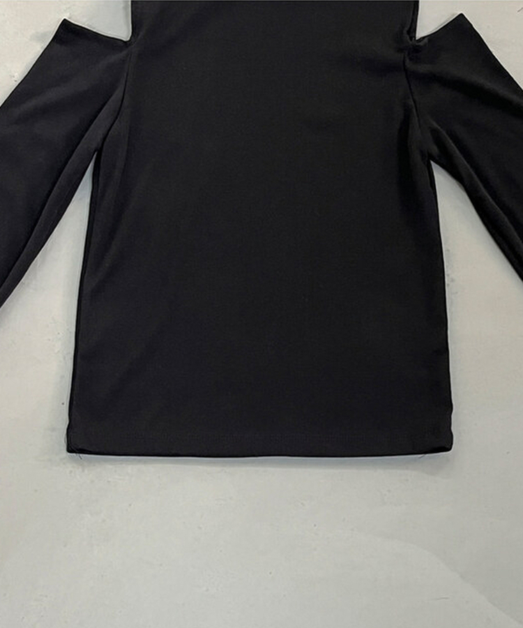 ショルダースリットウォーマーハイネック長袖Tシャツ(5color)