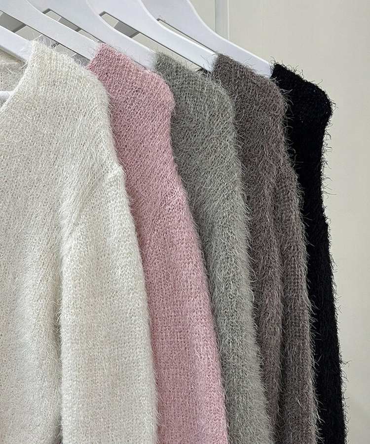 【マフラー付き】アンゴラフェアリーニットカーディガン(5color)