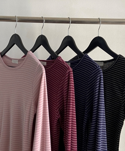 ラウンドストライプ長袖Tシャツ