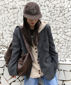 フェイクレザーショルダークロスバッグ BROWN