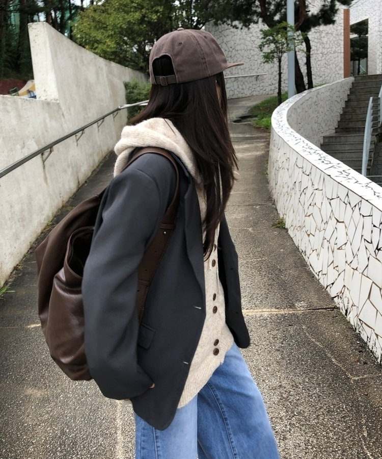 フェイクレザーショルダークロスバッグ BROWN