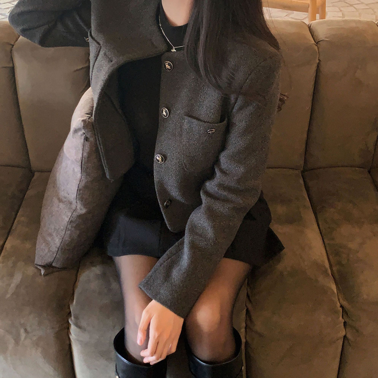 厚手ウールAラインプリーツミニスカートパンツ