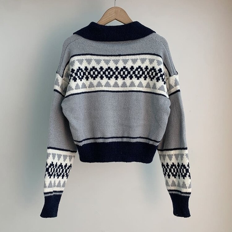 ルーズフィットノルディックニットジップアップ