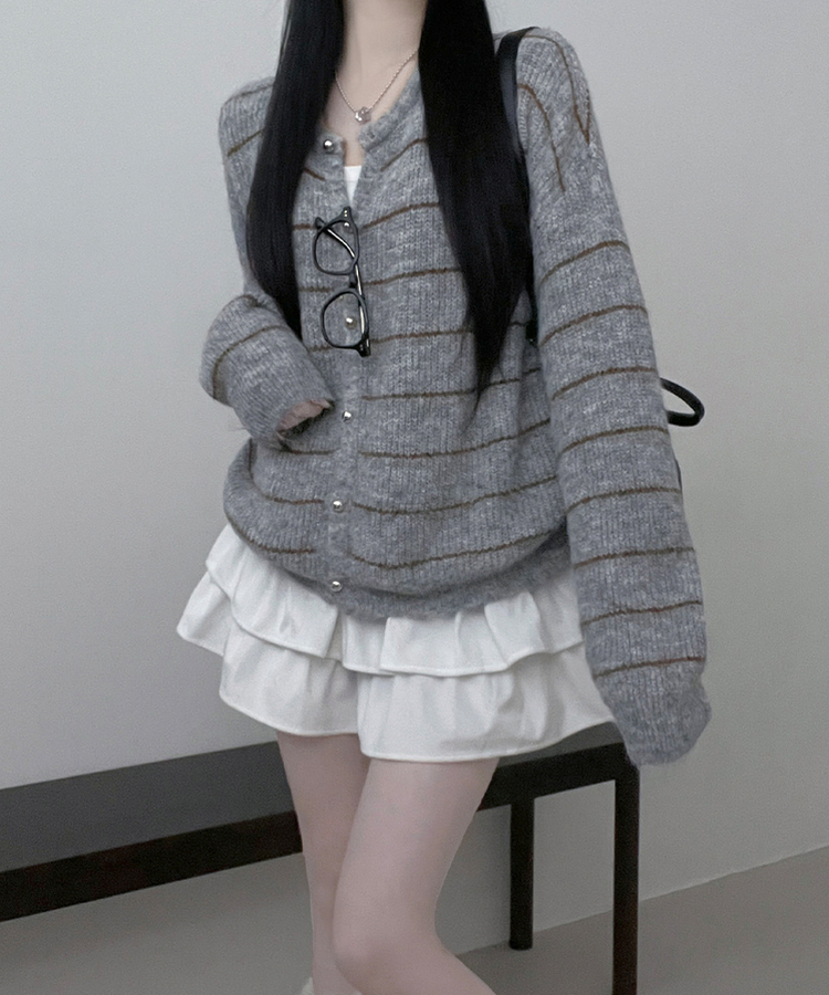 ストライプニットカーディガン 楽天市場】カーディガン ニットカーディガン トップス