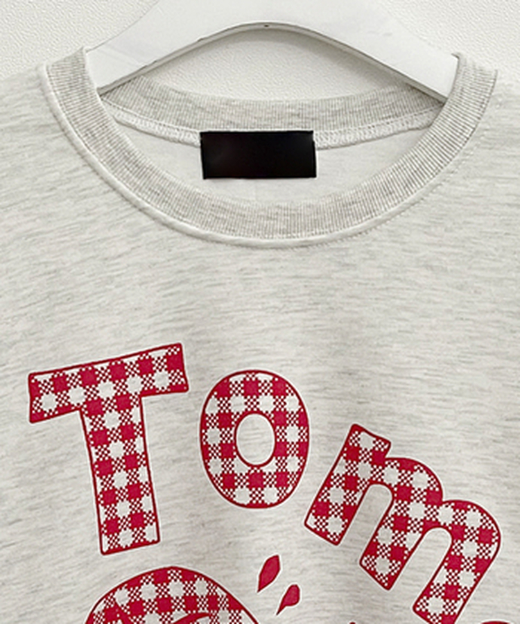 기모버전스윗토마토체크레터링프린팅벌룬박스핏맨투맨