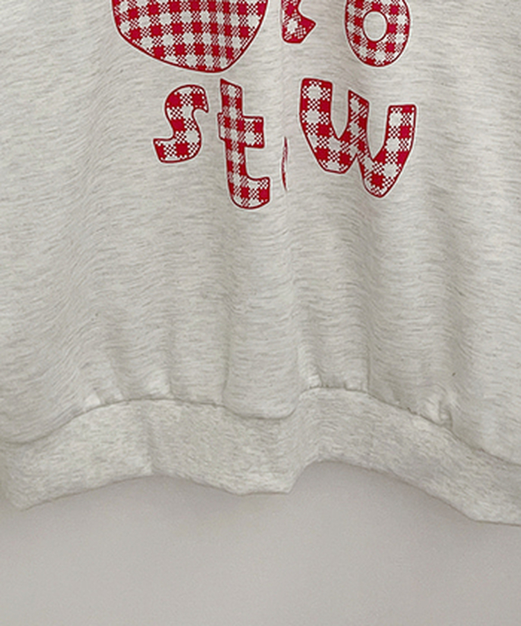 기모버전스윗토마토체크레터링프린팅벌룬박스핏맨투맨