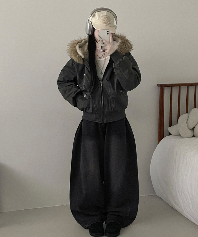 콤마스티치절개퍼야상후드숏자켓점퍼