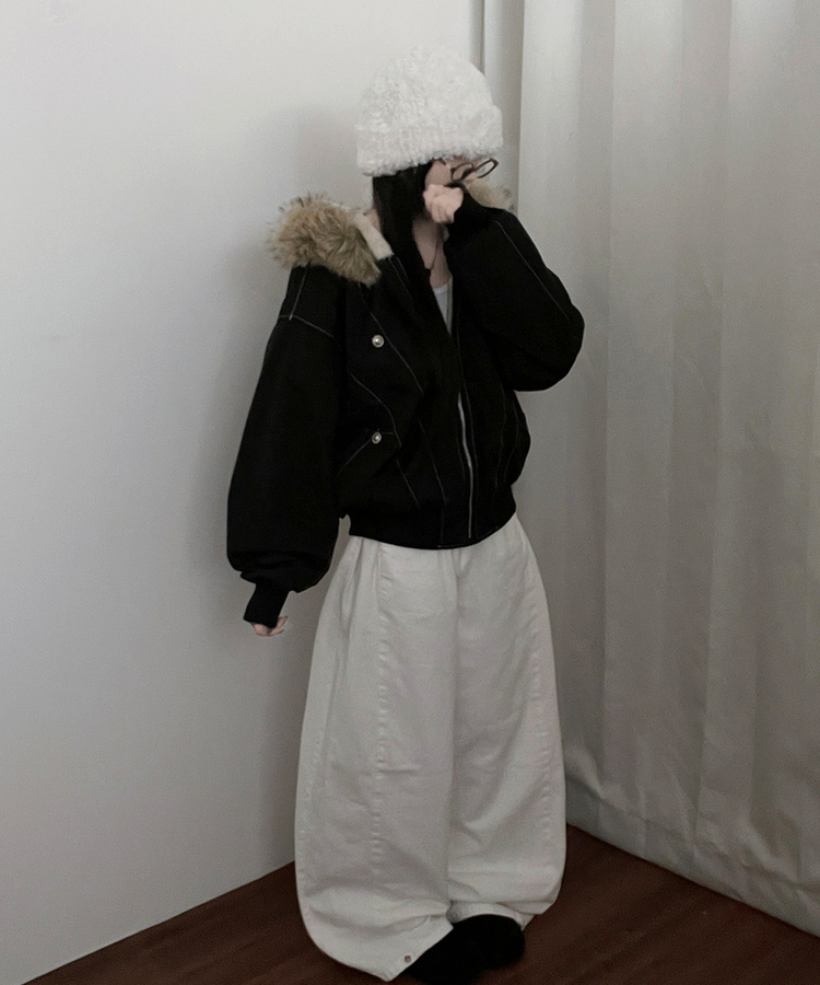 콤마스티치절개퍼야상후드숏자켓점퍼