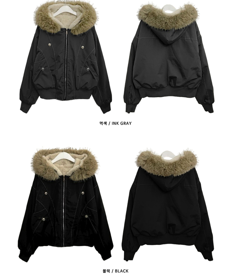 콤마스티치절개퍼야상후드숏자켓점퍼