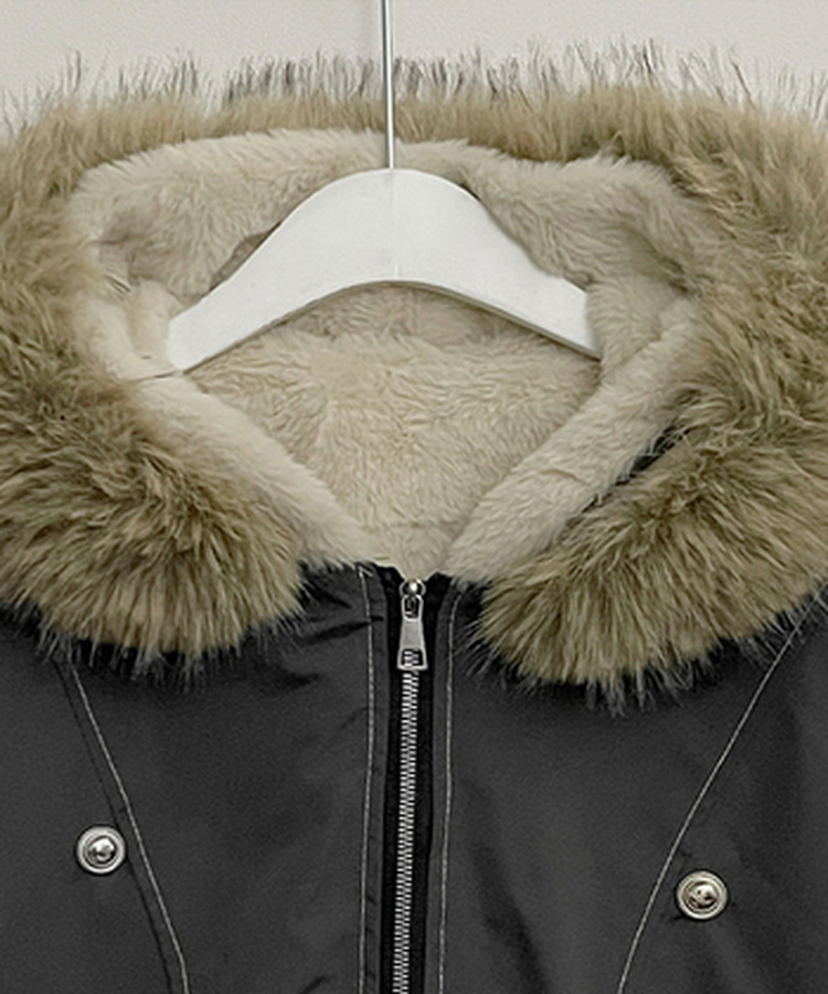 콤마스티치절개퍼야상후드숏자켓점퍼