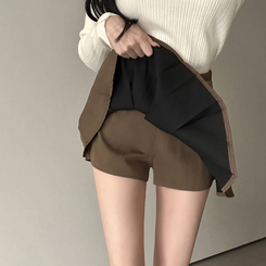 【ベルト付き】プリーツミニスカートパンツ BEIGE