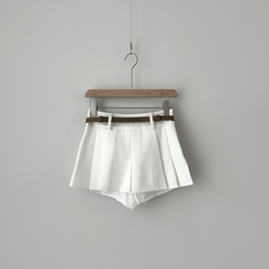 【ベルト付き】プリーツミニスカートパンツ