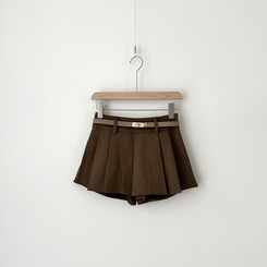 【ベルト付き】プリーツミニスカートパンツ