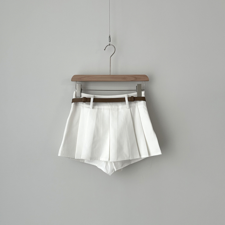 【ベルト付き】プリーツミニスカートパンツ