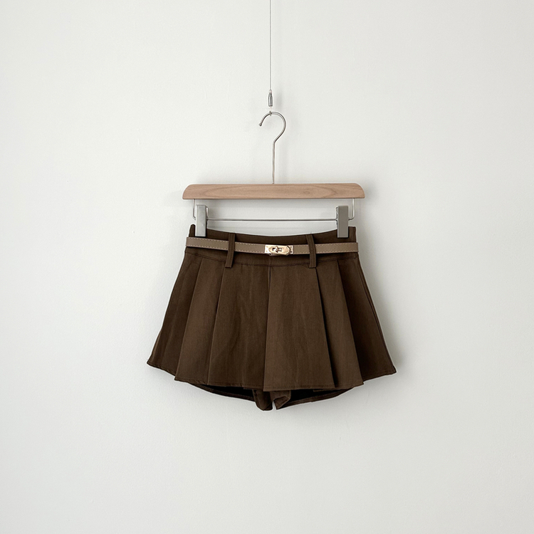 【ベルト付き】プリーツミニスカートパンツ