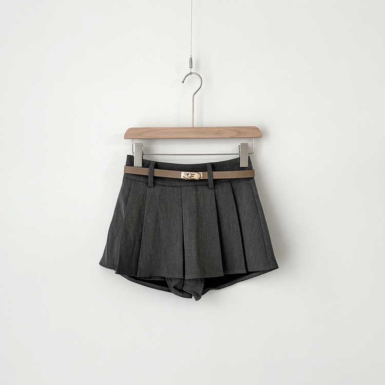 【ベルト付き】プリーツミニスカートパンツ