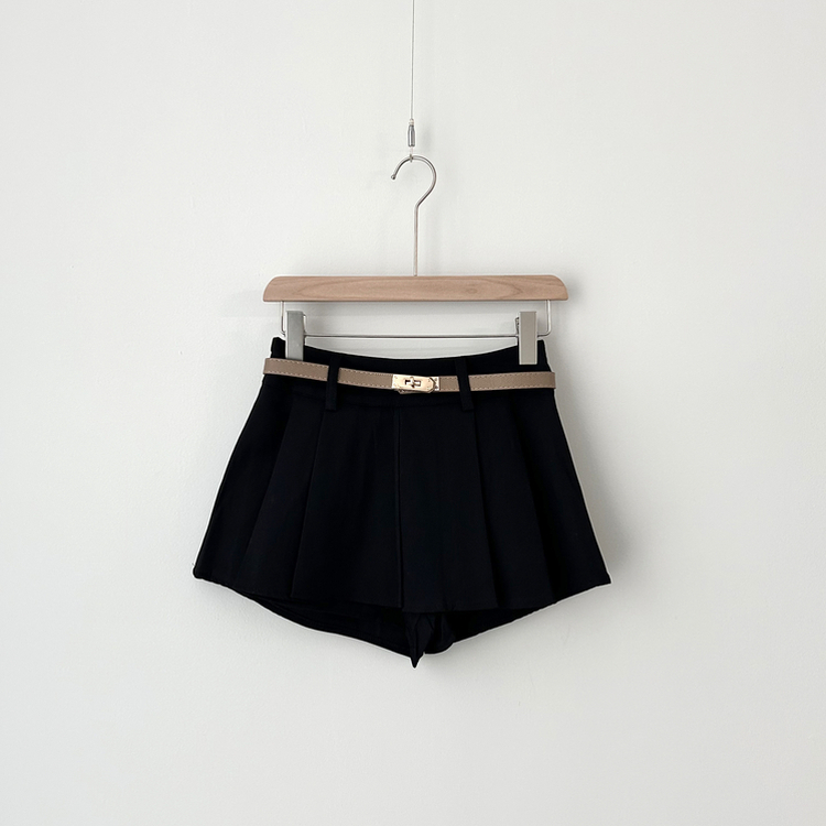 【ベルト付き】プリーツミニスカートパンツ
