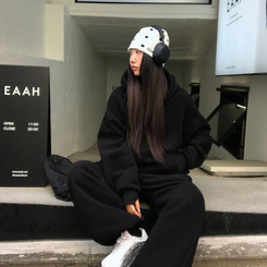 【起毛】ポコウォーマーフード(5color) BLACK