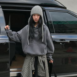 【起毛】ポコウォーマーフード(5color) CHARCOAL