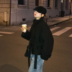 センターウエストウールショートコート BLACK