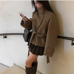 センターウエストウールショートコート BEIGE