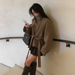 センターウエストウールショートコート BEIGE