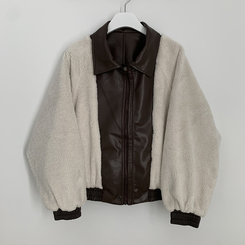 레더 아방핏 겨울 크롭자켓 양털 퍼안감 가죽점퍼
