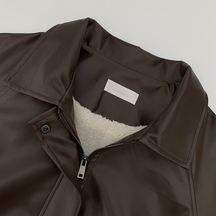 레더 아방핏 겨울 크롭자켓 양털 퍼안감 가죽점퍼