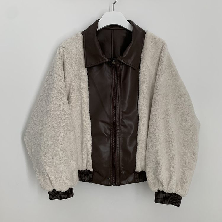레더 아방핏 겨울 크롭자켓 양털 퍼안감 가죽점퍼