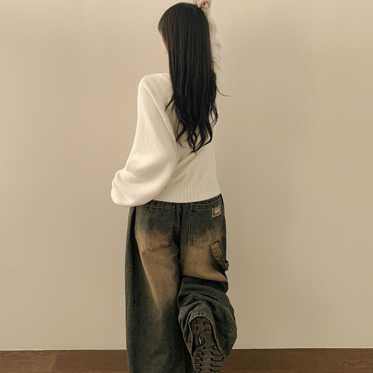 체형커버 아방핏 부드러운 무지 브이넥 나그랑 오버핏 폭닥 겨울니트 넉넉함보장 빅사이즈 화이트