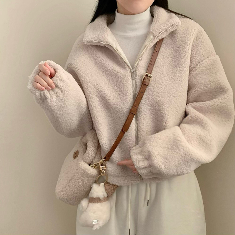 우디 양털 하이넥 집업 자켓 후리스 후드 뽀글이 겨울 겨울 아우터 겨울옷 후리스집업 플리스자켓