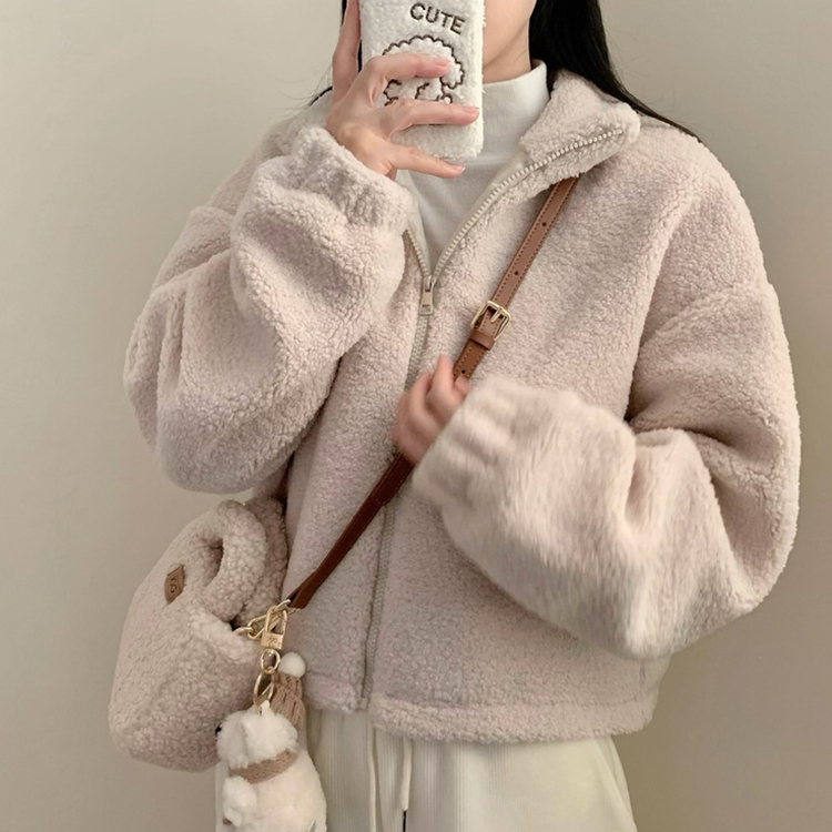 우디 양털 하이넥 집업 자켓 후리스 후드 뽀글이 겨울 겨울 아우터 겨울옷 후리스집업 플리스자켓