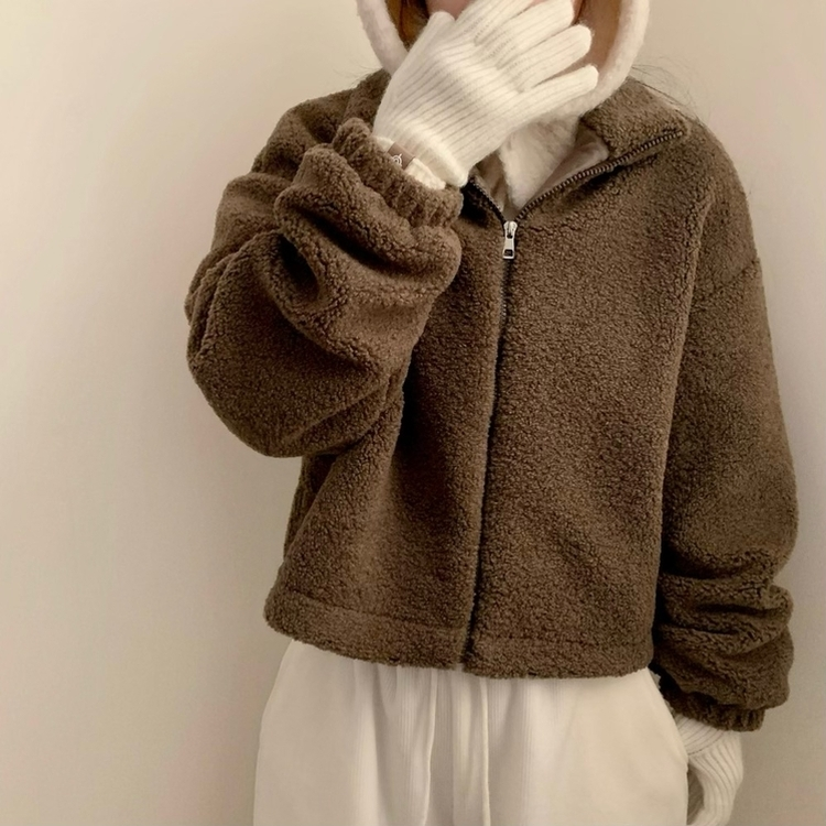 우디 양털 하이넥 집업 자켓 후리스 후드 뽀글이 겨울 겨울 아우터 겨울옷 후리스집업 플리스자켓
