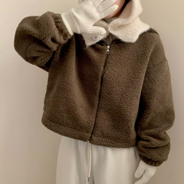 우디 양털 하이넥 집업 자켓 후리스 후드 뽀글이 겨울 겨울 아우터 겨울옷 후리스집업 플리스자켓